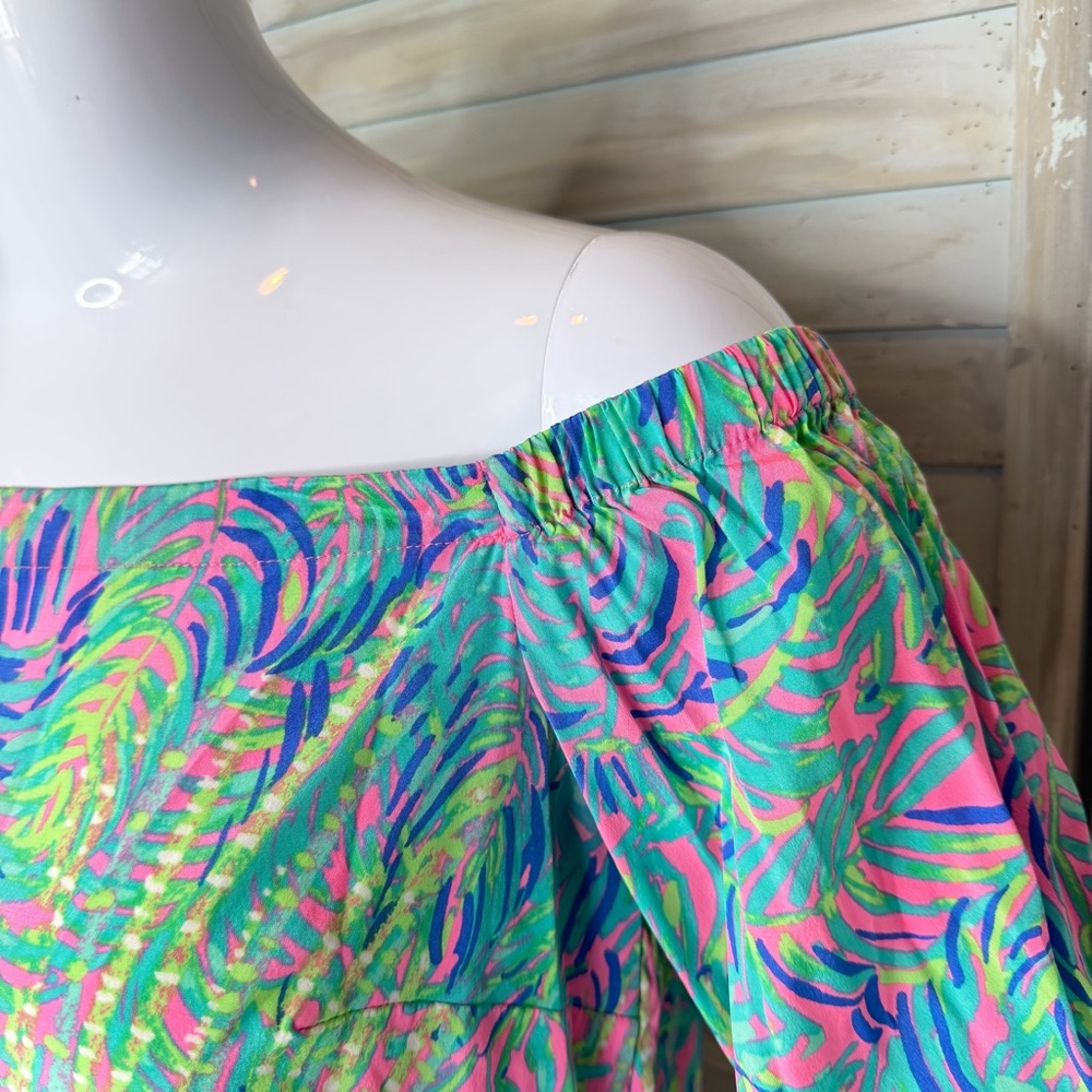Lilly Pulitzer Adira silk off the shoulder top Small Pink Sunset Coco Breeze - Picture 5 of 10